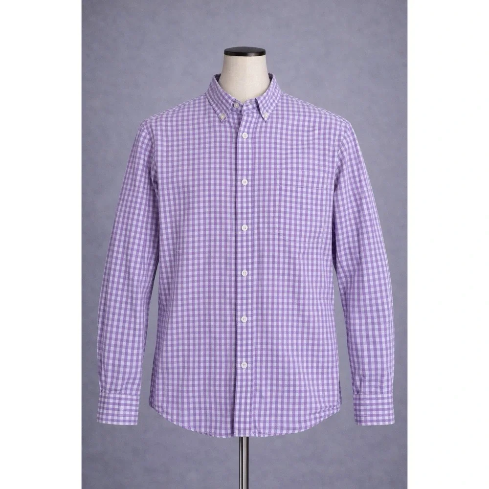 Banana Republic Men's Button Down Shirt Medium Purple White Gingham Check